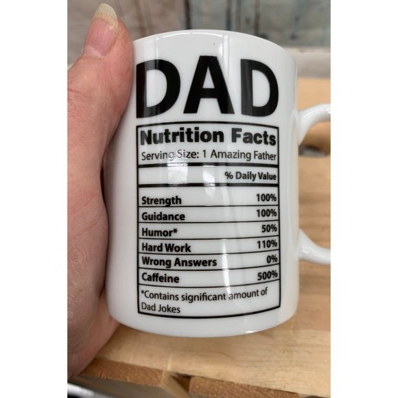 Dad Nutritional Facts for An Amazing Father Standard Coffee Cup White - Picture 2 of 4